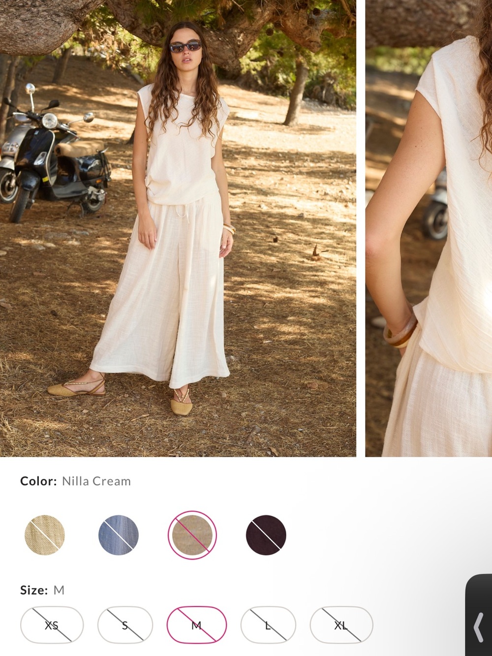 FP Cream Sleeveless Wide-Leg Lounge Set